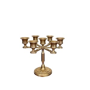 Vintage messing 7-lichts lage Scandinavische kroonluchter
