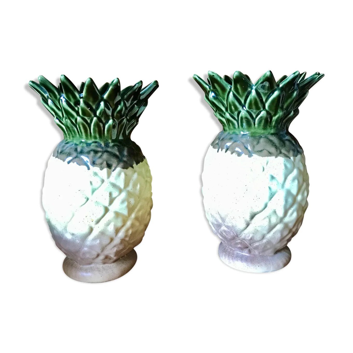 Ancienne Paire de Vases Ananas en Grès Rhoda