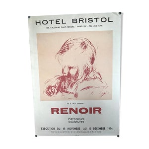 Manifesto originale della mostra 1974 Renoir Hôtel Bristol Parigi