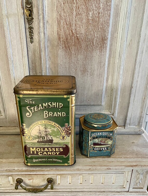 Two Tin Boxes Decorated With Vintage Boats - Etsy Finland