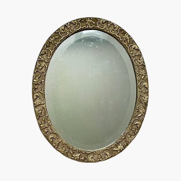 Ancien miroir biseauté ovale XIXème