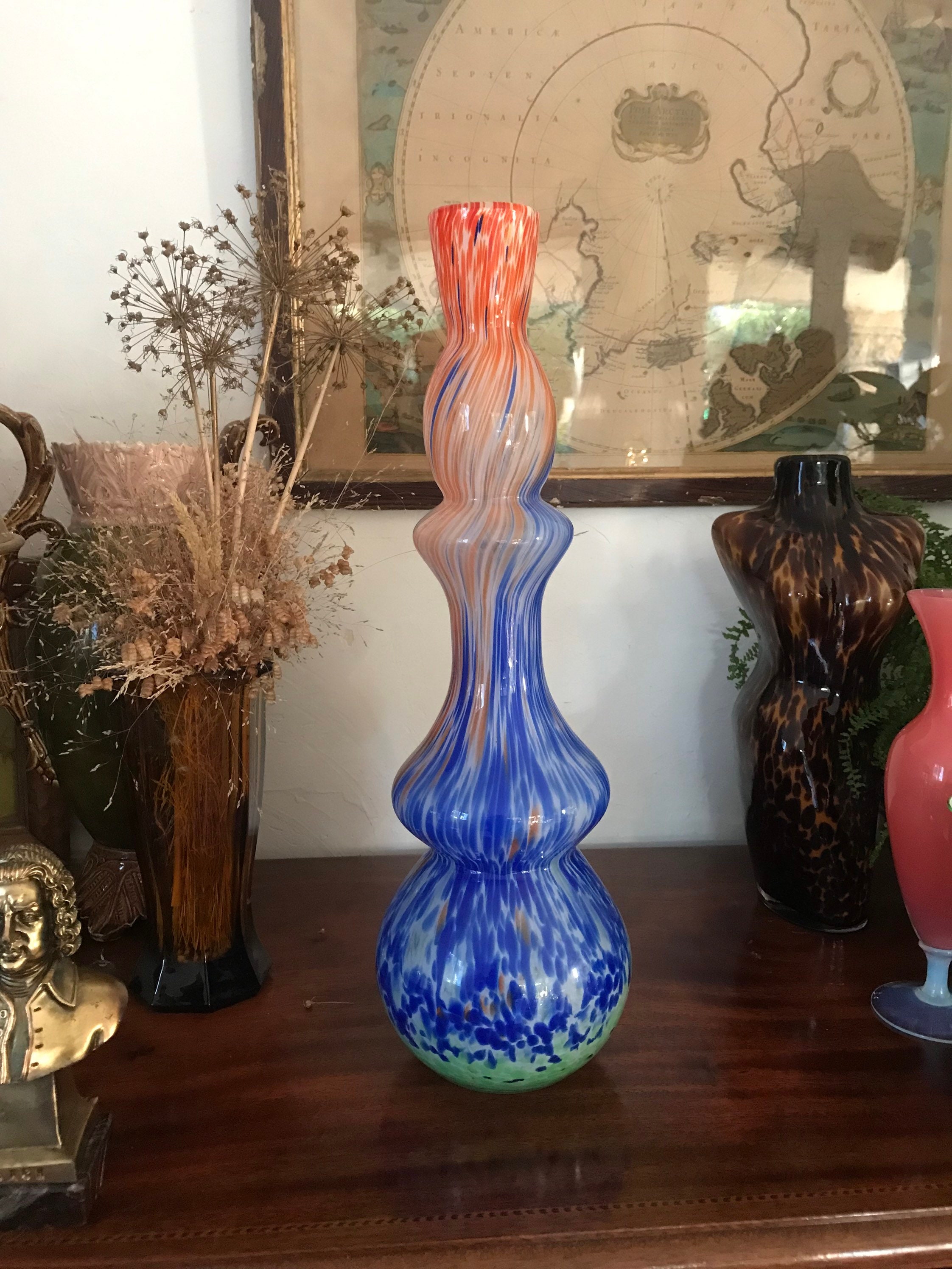 大きなヴィンテージのムラーノの多色ガラスの花瓶 - Etsy 日本