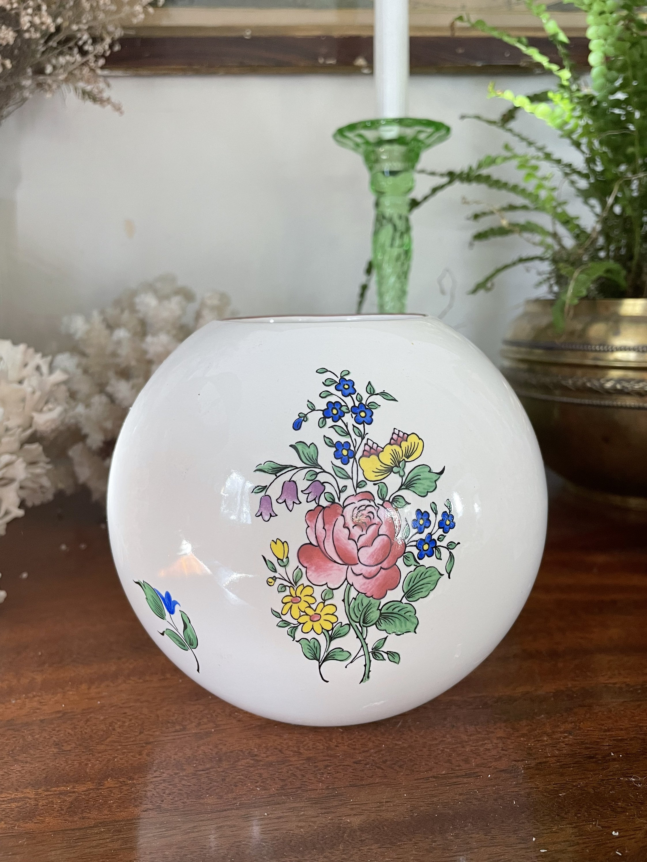 フランス リュネヴィル陶器のアンティーク球形花瓶 - Etsy 日本