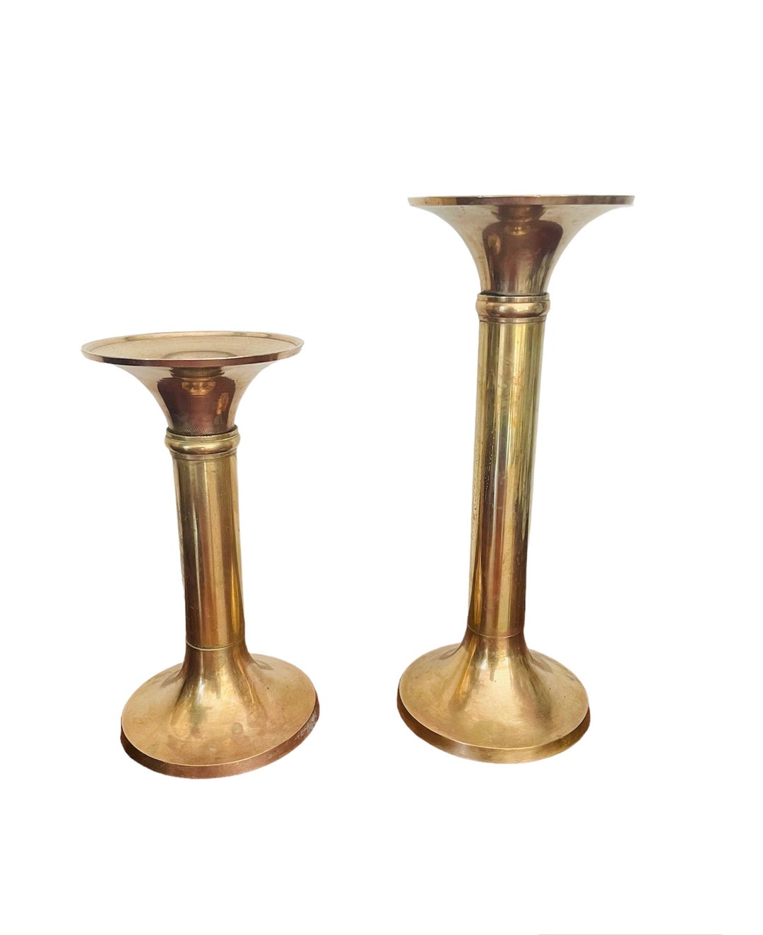 Pair of Vintage Gilded Brass Candlesticks Etsy