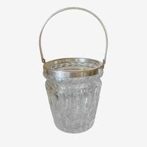Antique cut crystal and silver metal ice bucket