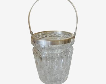 Ancien seau à glace cristal taillé et métal argenté