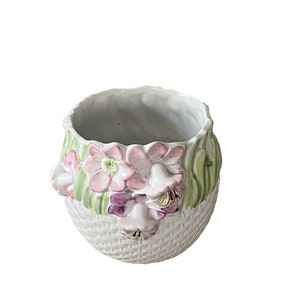 Vintage slip flower basket planter