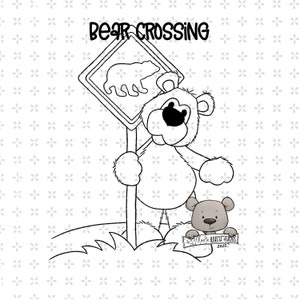 Bear Crossing Digi stamp digital jpeg png instant download