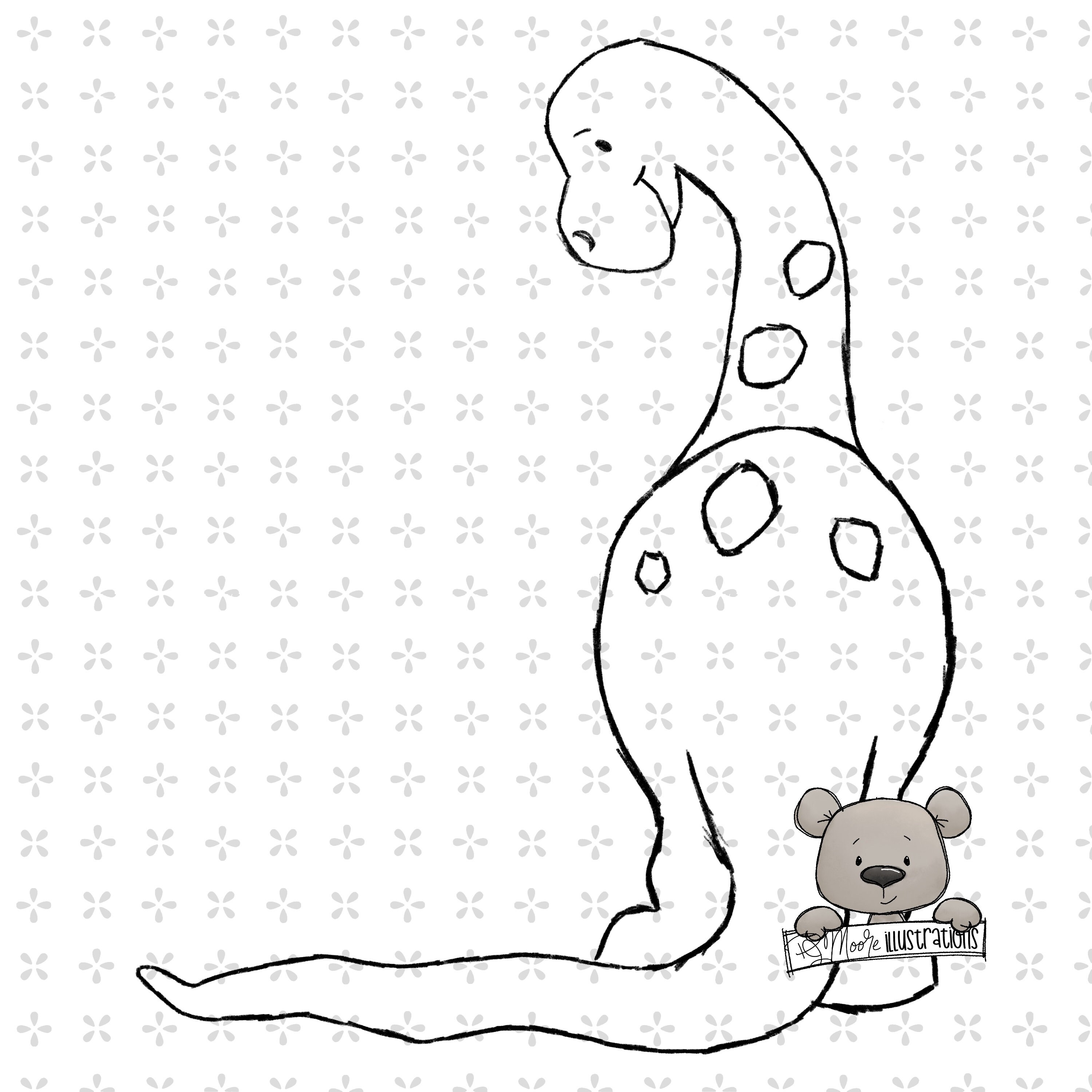 Brontosaurus Digi stamp dinosaur instant download png jpeg color page