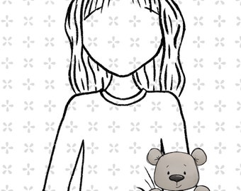 Everyday Girl Jean digital stamp digi instant download coloring page png jpeg planner girl