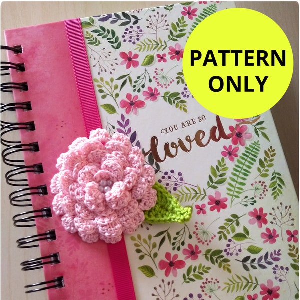 crocheted patterns, PDF pattern, Crochet pattern, Planner accessories, Big rose pattern, Back to school, Teacher gift, VALENTINE GIFT