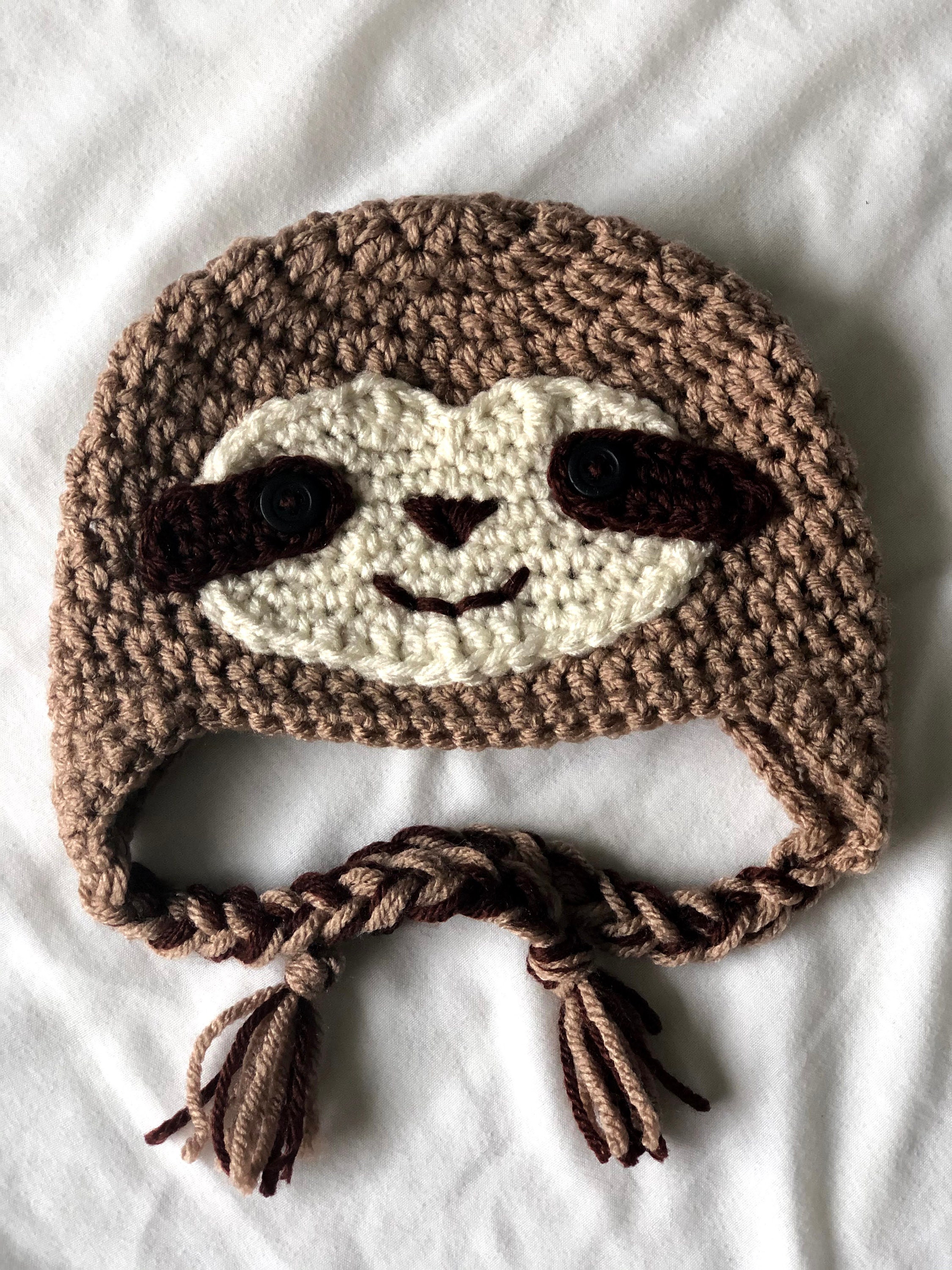 SLOTH Crochet Hat PATTERN, Newborn Gift, Sloth Baby Hat, Sloth Pattern ...