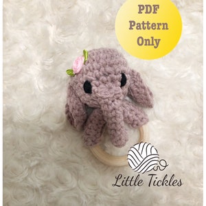 ELEPHANT Crochet Rattle PATTERN, Newborn Gift, Elephant Baby rattle, Elephant Pattern, Handmade baby shower gift, DIY Elephant crochet toy