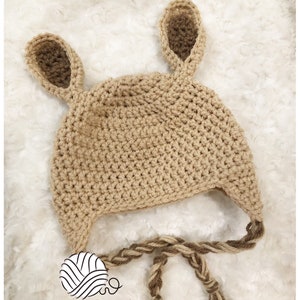 Kangaroo Crochet hat for babies  and girls, Bunny Crochet hat, Rabbit Crochet hat