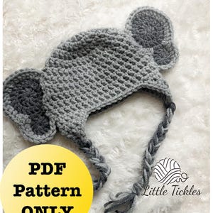 Crochet ELEPHANT Hat PATTERN, (New Born to 10 Years), baby Gift, Elephant Baby Hat Pattern, Handmade baby shower gift, Elephant crochet Hat