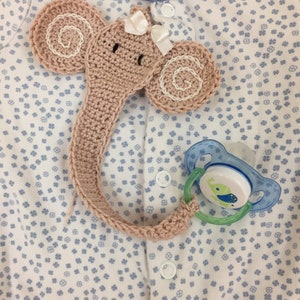 Elephant Pacifier Holder, Gender Neutral Crochet pacifier holder