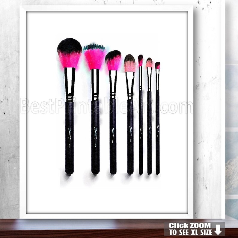 Vanity Art Print Makeup Brushes Bathroom Wall Decor Etsy