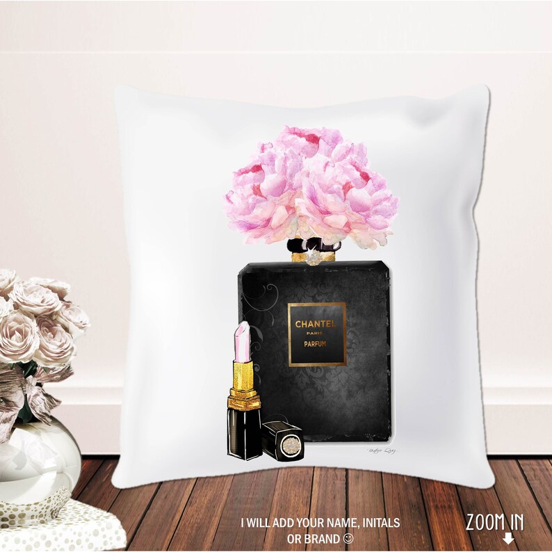 Perfume on Pillow PERSONALIZED Fashion Pillow Designer Etsy