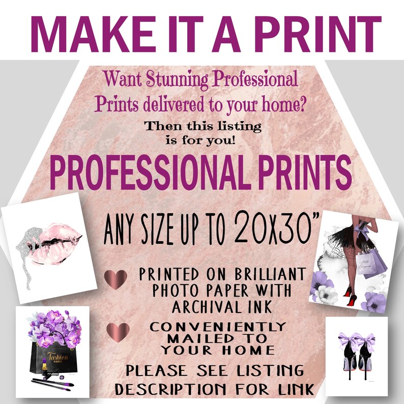 Fashion Wall Art Set Blush Pink Silver Lips Beauty Makeup Etsy UK