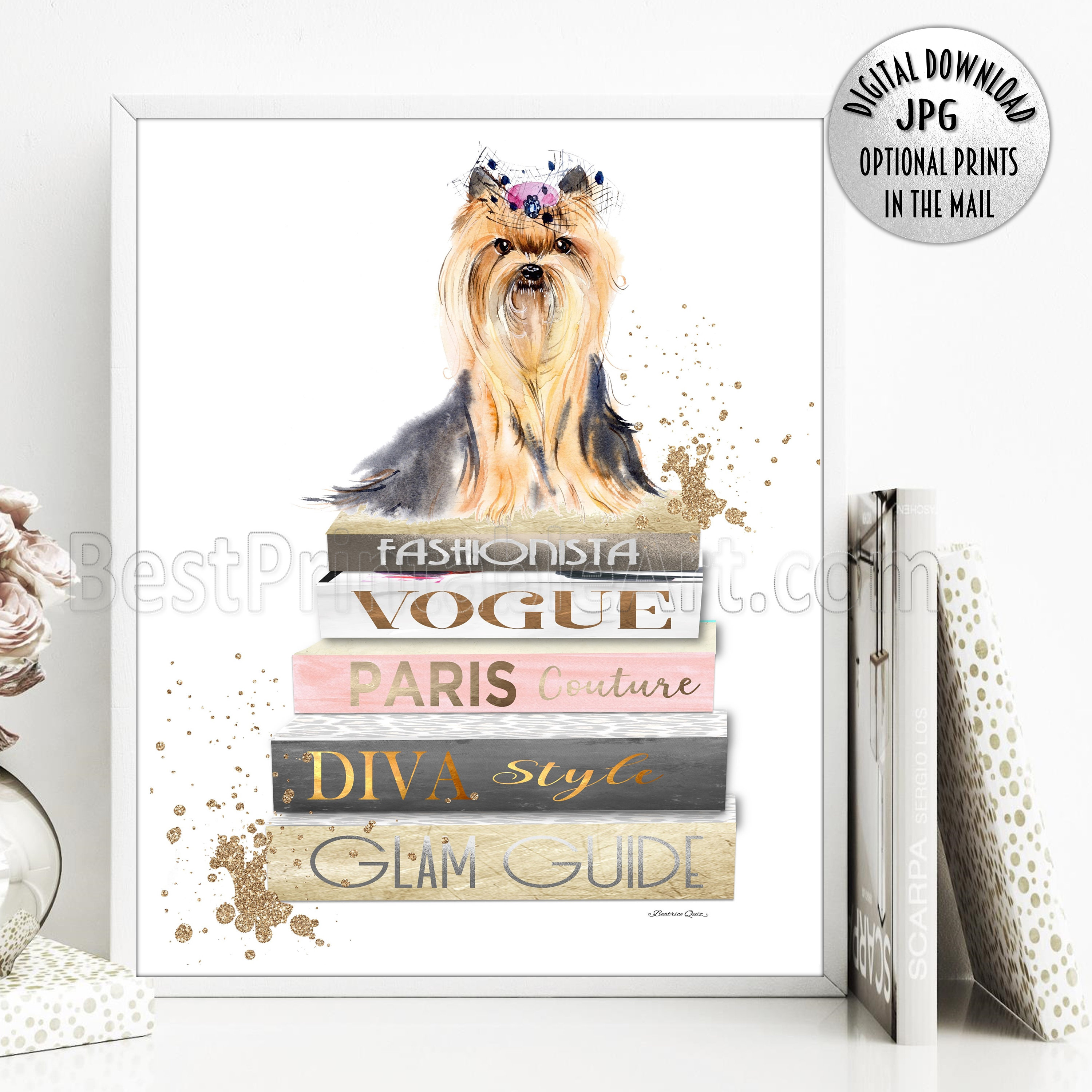 Home Decor Wall Art Poster Yorkshire Terrier Dog Taking A Art/Canvas Print