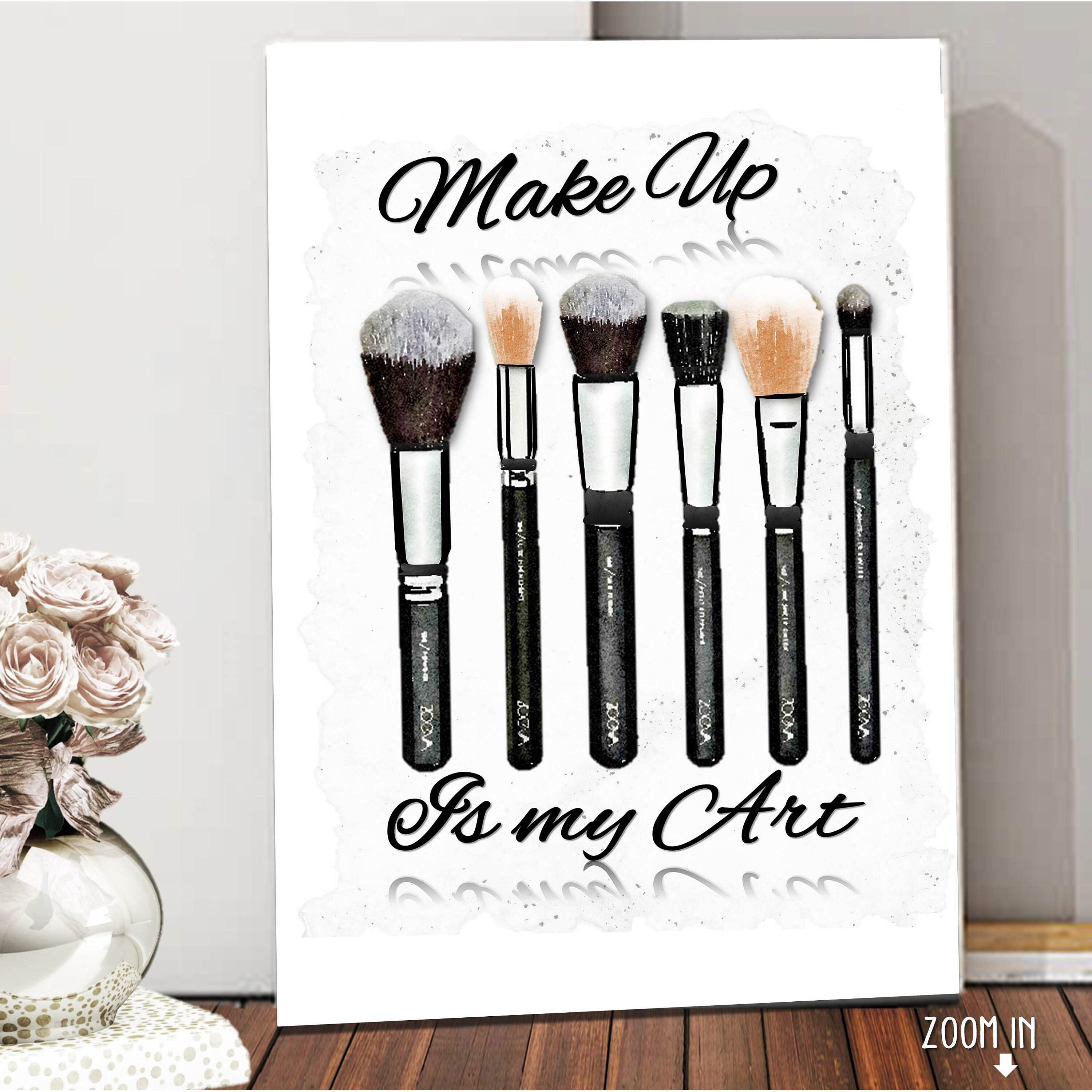 Makeup is My Art Canvas Wall Art Print Makeup Brushes on | Etsy