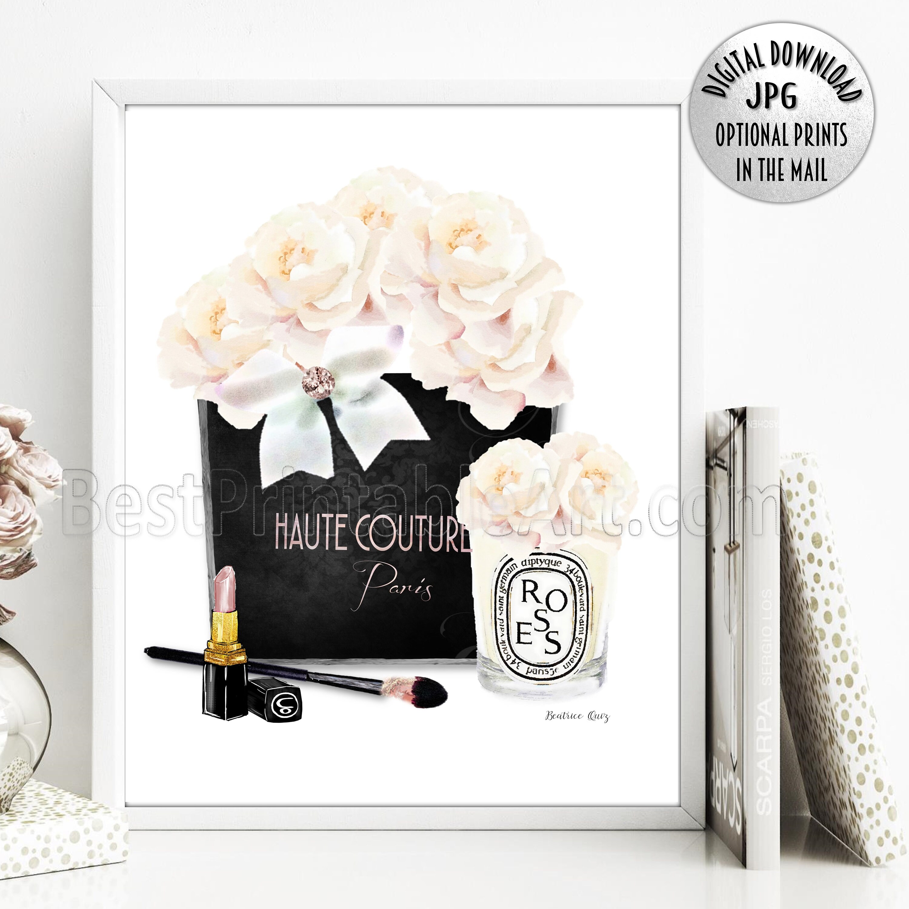 Shopping Bag Wall Art Makeup Fashion Illustration Fashion Etsy