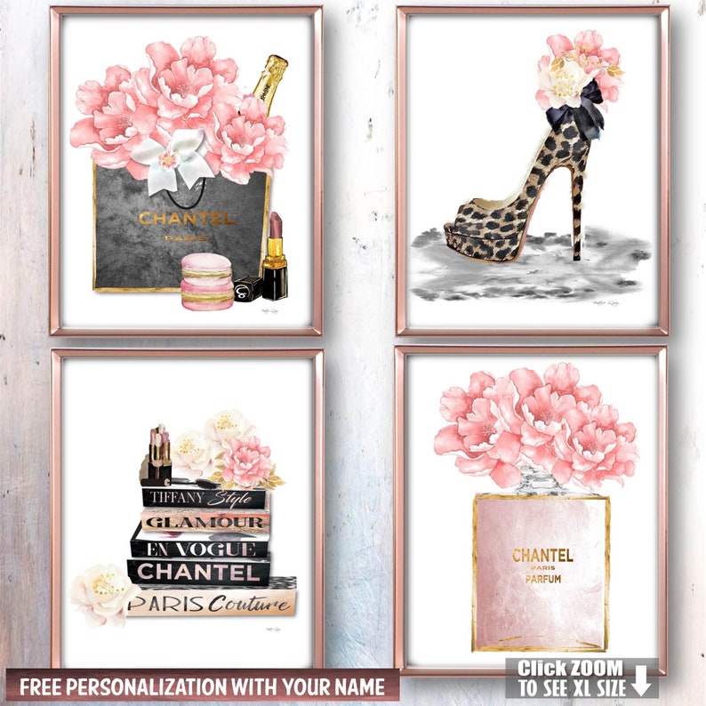 Fashion Wall Art Decor Bedroom Vanity Peony Set Print Poster Above Bed