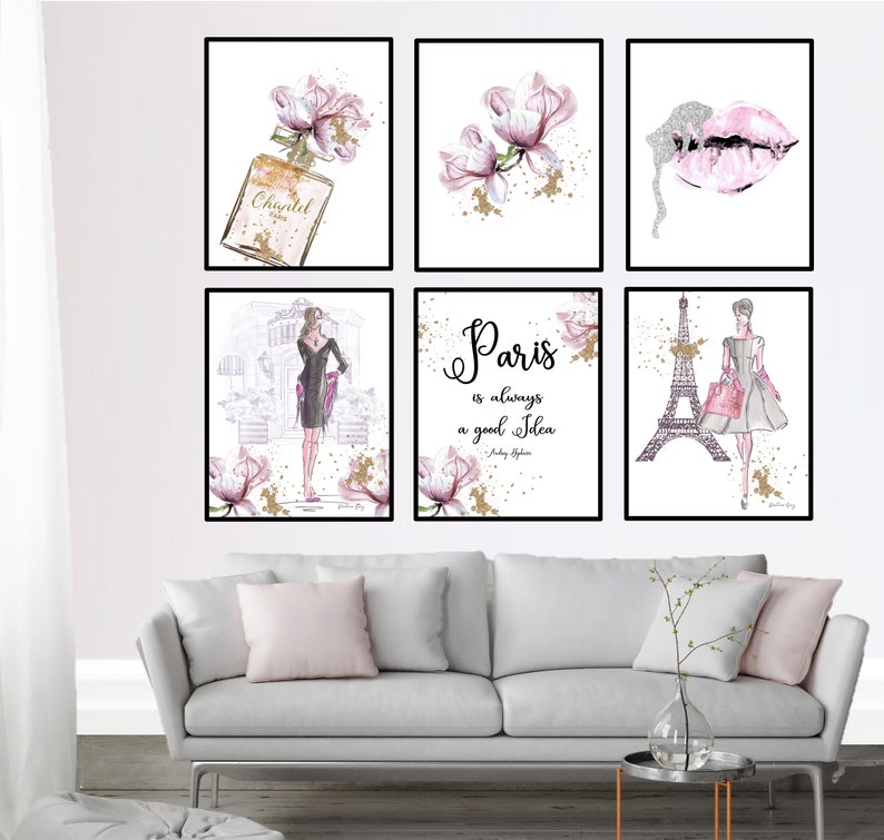 Fashion Gallery Wall Art Set Pale Blush Prints Poster Ilration Paris Good Idea Audrey Hepburn E Dripping Lips Perfume Eiffel Tower - Photo Wall Art Fashion Gallery Wall Art Set Pale Blush Prints Poster Ilration Paris Good Idea Audrey Hepburn E Dripping Lips Perfume Eiffel Tower - Photo Wall Art