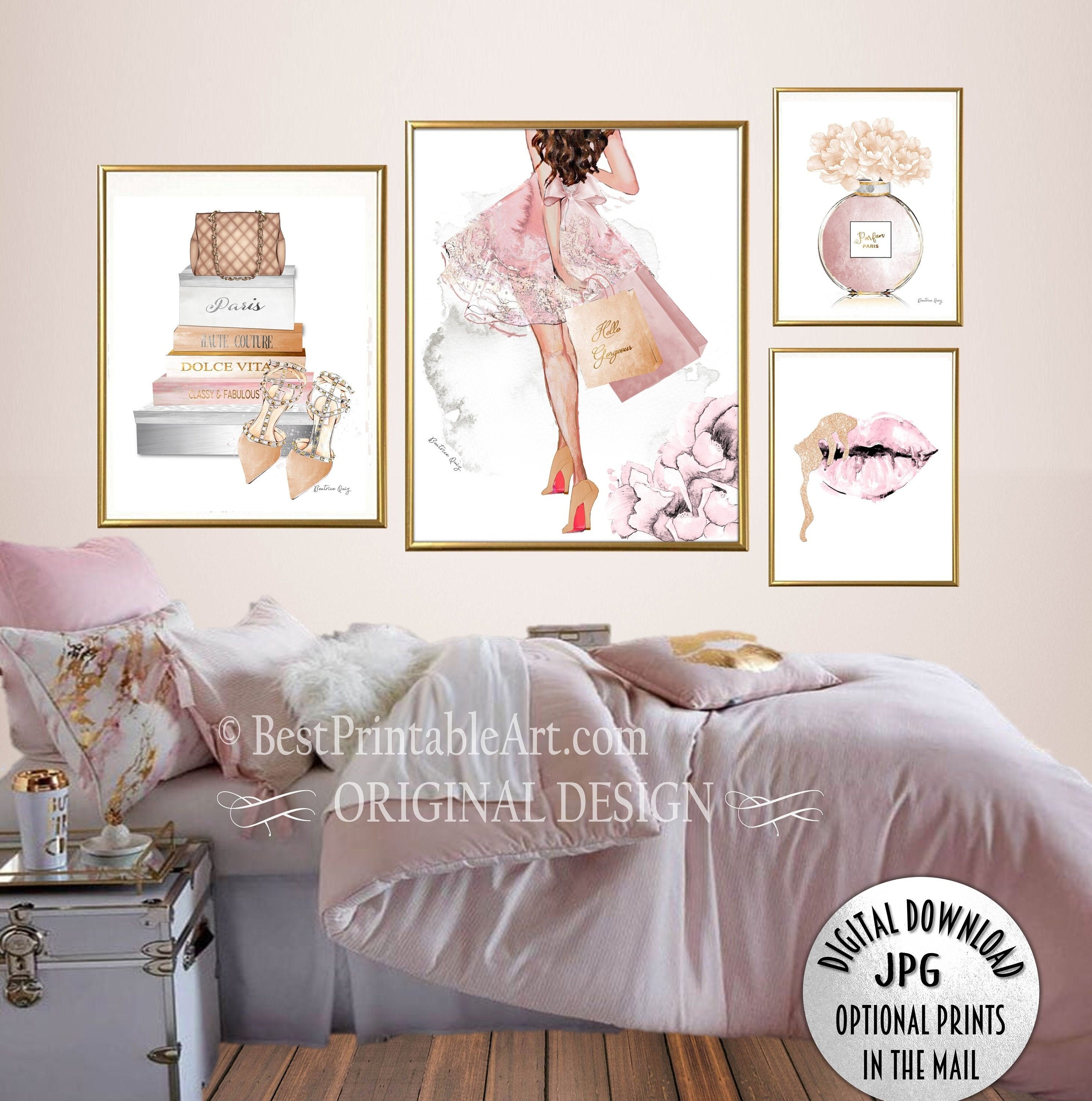Art & Collectibles Bedroom Fashion Art Fashion wall art Vanity wall art
