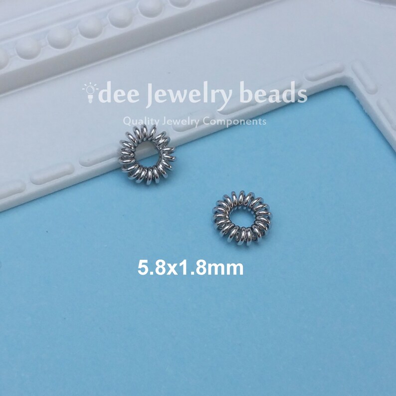 Solid 925 Sterling Silver with Rhodium Plated for Anti Tarnish 5.8mm silver Coiled Wire Spacer F360