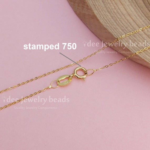 Solid Real 18k Italy Yellow Gold Chain 750 for Pendant, Dainty 