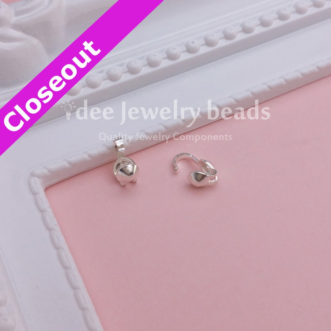 BULK CLOSEOUT Silver Doublecup Bead Tip, Solid 925 Sterling Silver