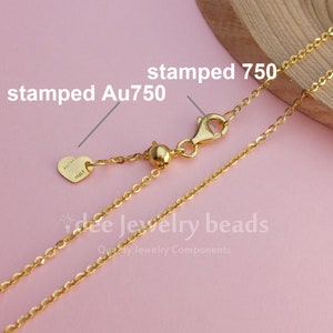 18k Solid Gold Italy yellow gold chain for pendant, adjustable length slide ball gold chain, 18inches 46cm  chain necklace. No.54