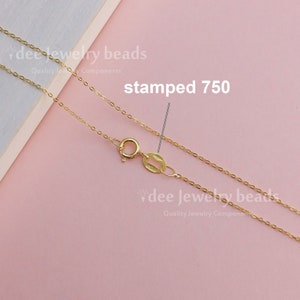Solid Real 18k Italy yellow gold chain 750 for pendant, 18inches 45.5cm solid gold italy chain necklace. No.48
