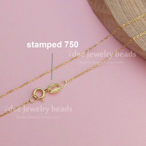 18k Solid Gold Italy yellow gold chain 750 for pendant, 16inches 40.5cm solid gold italy chain necklace. No.47