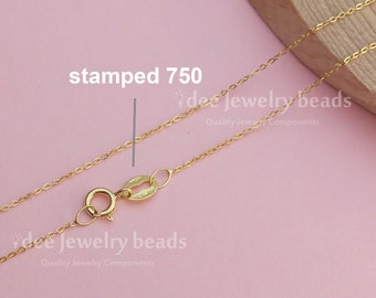 18k Solid Gold Italy yellow gold chain 750 for pendant, dainty 16inches 40.5cm solid gold italy chain necklace. No.47