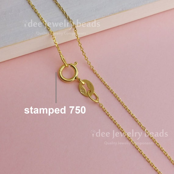 Solid Real 18k Italy yellow gold chain 750 for pendant, 18inches 45.5cm solid gold italy chain necklace. No.50