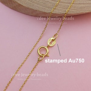 Solid Real  18k Italy yellow gold chain 750 for pendant, 18inches 45.5cm solid gold italy chain necklace. No.50