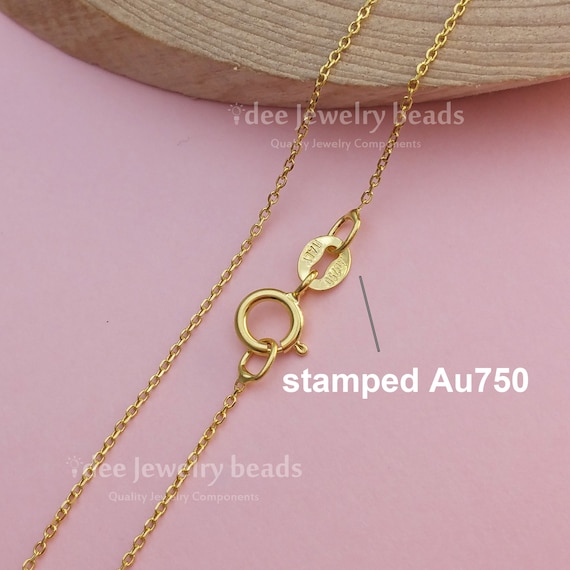 Solid Real 18k Italy Yellow Gold Chain 750 for Pendant, 18inches