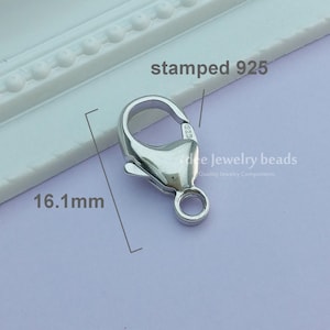 16mm 925 Silver Italy Oval Trigger Clasp, lobster clasp closed ring lobster claw,Solid 925 Sterling Silver with Rhodium Plated F616