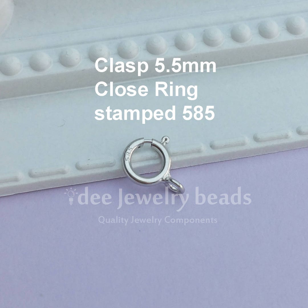 5.5mm Real 14k Solid White Gold Close Ring Spring Ring Clasp Closure,14 ...