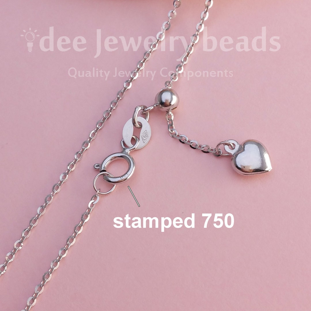 18k Solid Gold Italy Gold Chainadjustable Length Stopper Gold Etsy