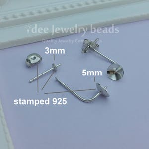 silver ear jacket with 3mm Ear Post and Ear Nut as One Set, Double pearl ear jacket SET, Solid 925 Sterling Silver with Rhodium Plated F375A