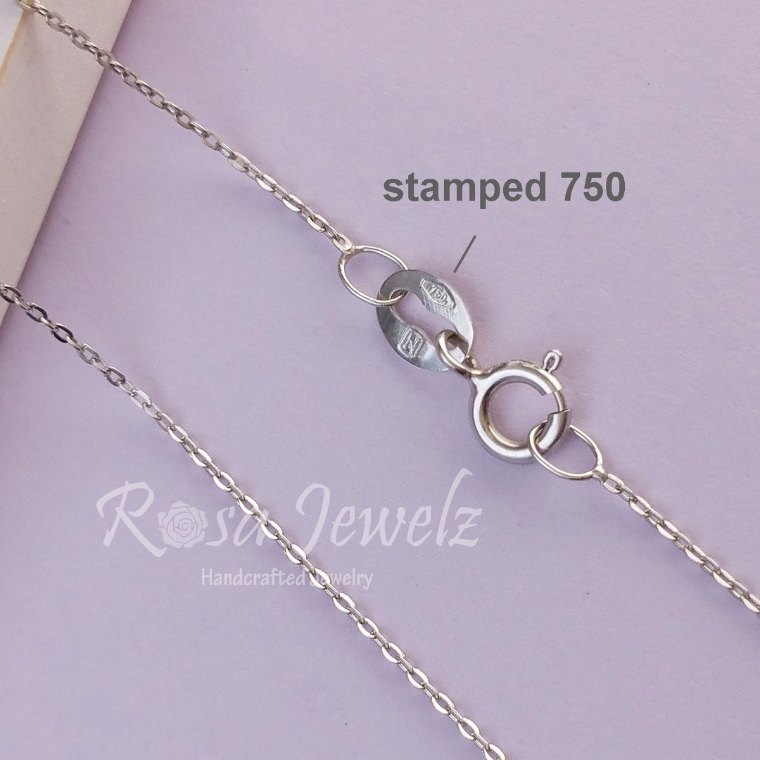 18k Solid Gold Italy White Gold Chain for Pendant 18inches - Etsy