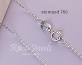長いピアス18K white gold italy 750 18k Solid Gold Italy White Gold Chain for Pendant, 18inches