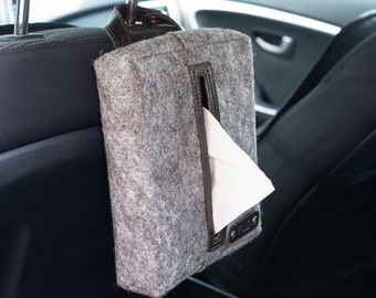 Customizable Car Tissue Holder: Canvas & Leather Napkin Case for Stylish Storage and Organization - Travel Companion for Car Enthusiasts!