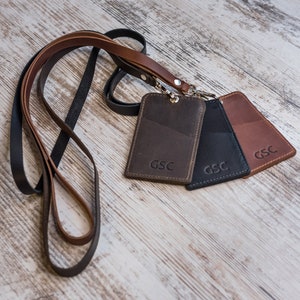 Personalized Leather Lanyard – Badge Holder - The Engineer Made in USA, Brownat Holtz Leather