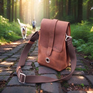 Personalized Leather Dog Treat Bag – Dog Training Pouch with Poop Bag Holder, Handmade Dog Walking Bag, Gift for Dog Mom or Dad