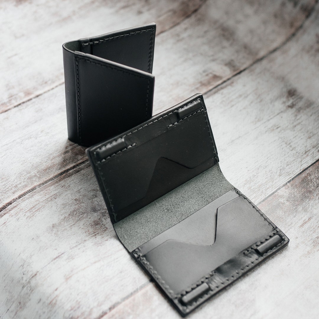 Custom Leather Business Card Holder With Clasp Etsy