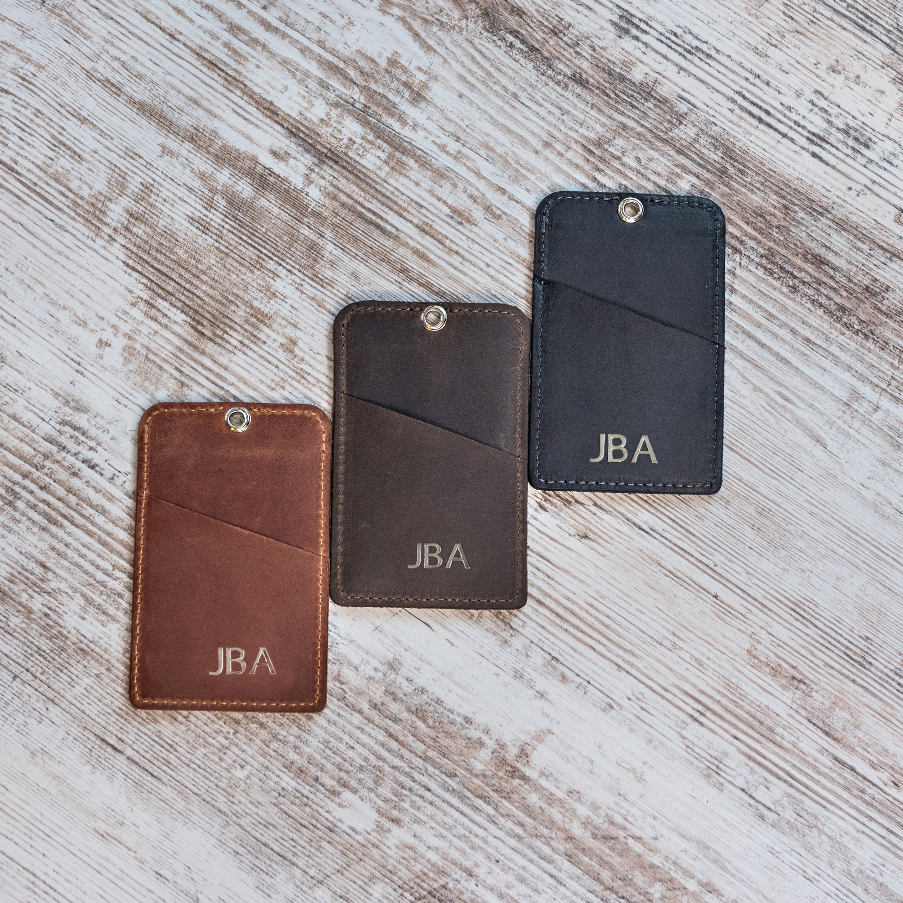 Personalized Leather ID badge holder with pocket Leather ID Etsy